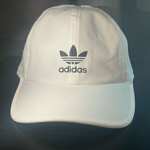 Adidas Hat Cap White Black Stripes Trefoil Lightweight Polyester Golf Running